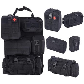 BXBXHD 6 Pack Tactical Truck Organizer Back Seat Storage Car Seat Storage Bag Molle Panels for vehicles, Car and SUV with Lots of Handy Compartments (Black)