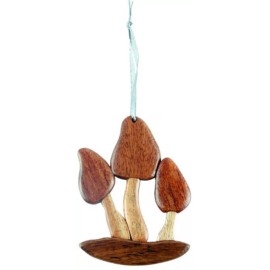 Unbranded Morel Mushroom - Double-sided Wood Intarsia Christmas Tree Ornament - Fungi Veg
