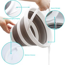 Collapsible Bucket 5L, Foldable Mop Bucket Car Wash Buckets with Handle for Cleaning Supplies, Portable Sink Wash Basin Storage Bin Ice Tub for Fishing Beach Outdoor Camping Kitchen