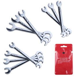 INJOYTEC Super-Thin Open End Wrench Set SAE 10-Piece Including 5/32", 3/16", 13/64", 7/32", 15/64", 1/4", 9/32", 5/16", 3/8", 7/16" Mini Double Open End Wrench Set with Organizer Bag