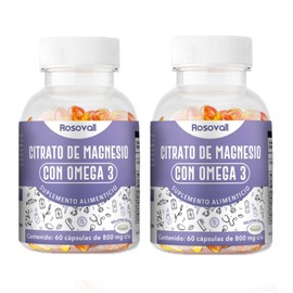 Citrato de Magnesio Duo Pack, Cápsulas de 800 mg, 60 Cápsulas por Frasco (120 Cápsulas) Rosovall                                                      