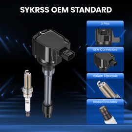 SYKRSS 4-Pack UF749 Ignition Coils & 93501 Spark Plugs Kit Compatible with Honda Civic 2.0L L4 2016-2020, Compatible with Honda Fit 1.5L L4 2015-2019 - Replaces LKAR7BIX-11S CM11121A 305205RO013