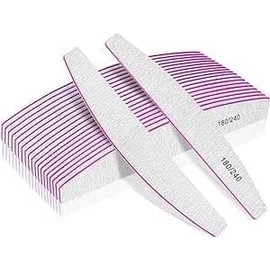 Professional Nail Files, Double Sided Emery Board for Nails 180/240 Grit, Coarse Washable Nail Files for Acrylic Nails & Natural Nails, 5 Pack Fine Grit Nail File