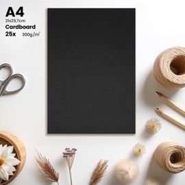 nature-eco 25 Sheets Thick Black Coloured Card DIN A4 Extra Thick 300 g/m² as Craft Card or Creative Card Paper Cardboard or Sturdy Card Box for Crafts