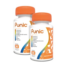 Punic Suplemento Alimenticio, Vitamina C, D, Zinc, Jengibre, Magnesio, 30 Cápsulas, Paquete de 2