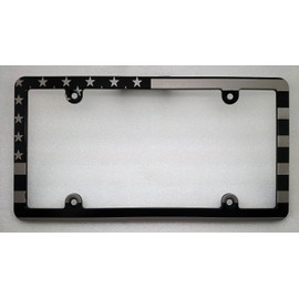 BilletVault American Flag License Plate Frame, Slimline, Black