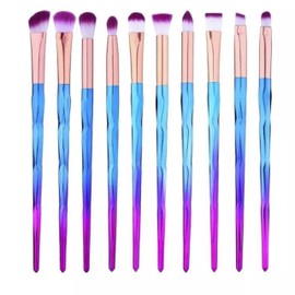 Lizzy 10pc 3D Diamond Makeup Brushes | Lovely Gradual Cosmetic Brushes for Concealer Eye Shadow Powder Blush Liquid Foundation Advanced Mixed Contour Makeup Brush Kits (Blue Diamond)