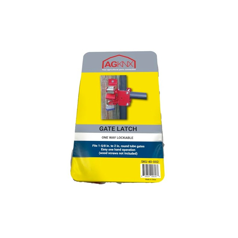 Gate Latch, 1-Way, Lockable, Steel, Red, for: 1-5/8 to 2