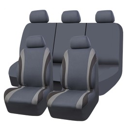 CAR PASS Line Rider Sporty Cloth Universal Fit Car Seat Cover -100% Breathable with 5mm Composite Sponge Inside,Airbag Compatible,3zipper Bench(Full Set, Space Gray)