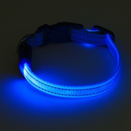 Domi LED Dog Collar, USB Rechargeable Lighted Collar, Adjustable Reflective Glowing Collar Keep Your Small Dogs and Cats Be Seen& Safe in the Dark(XS, Blue)