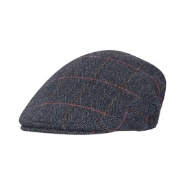 WALKER AND HAWKES - Green Sage Premium Derby Tweed Teflon Lining Cambridge Flat Cap Unisex - Blue Tweed - XS (56cm)