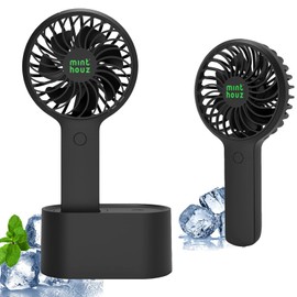 Minthouz Tragbarer Ventilator 90° automatische Rotation - USB Ventilator Wiederaufladbar Mini-Tischventilator 3 Geschwindigkeiten und 2000 mAh Eingebauter Akku für den Innenbereich Camping