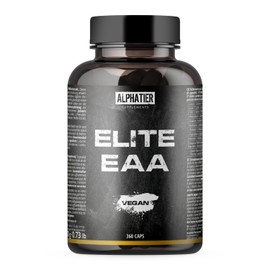 EAA Capsules - 360 Mega Caps a 750 mg - High Dose - 8 Essential Amino Acids - Alphatier Elite EAAs Protein Capsules without Magnesium Stearate - Amino Capsules - Fitness Supplement