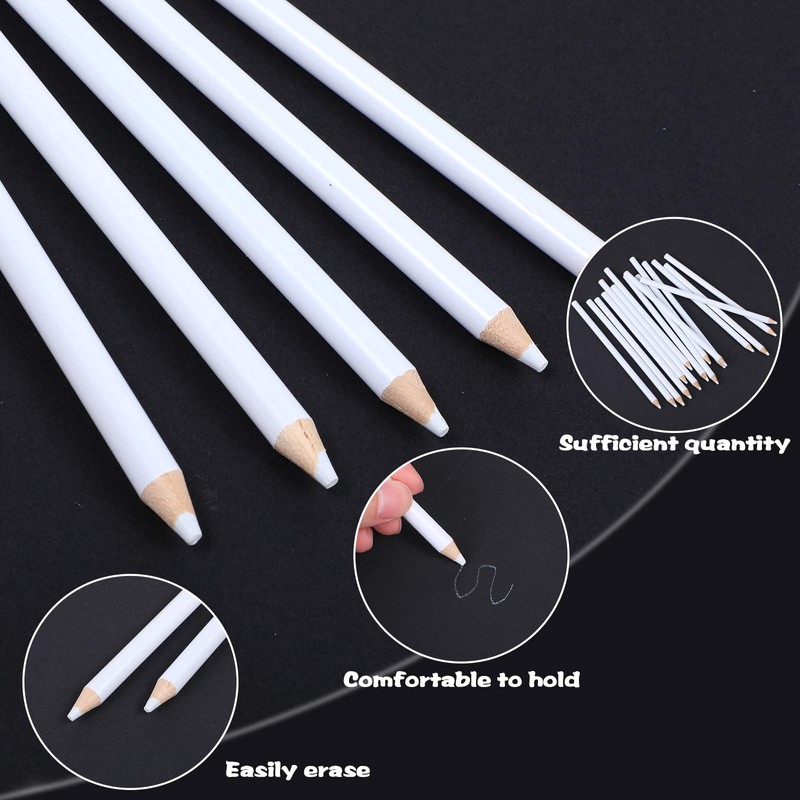 24 Pack White Drawing Pencils 18 cm White Sketch Pencils