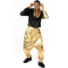 Morph Mc Hammer Costume - Mens 80s & 90s Rapper & Disco Pants Costume, Gold Mc Hammer Pants