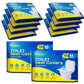 Traletry Toilet Seat Covers Disposable Flushable Travel Pack of 100 XL-Disposable Toilet Seat Covers-Biodegradable Paper-Kids Men Women Adults Toiletries-Airplane Camping Travel Essentials Accessories