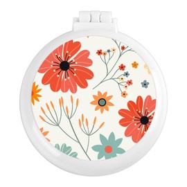 Mengduxd Mini Hairbrush, Collapsible Pocket Hairbrush with Mirror, Portable Hairbrush, Women Travel Small Hairbrush.White Flowers