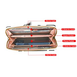 Cow Print PU Leather Wallet Zip Around Cash Coin Card Phone Holder Women Girls Wallet Long Wristlet Purse Clutch Handbag