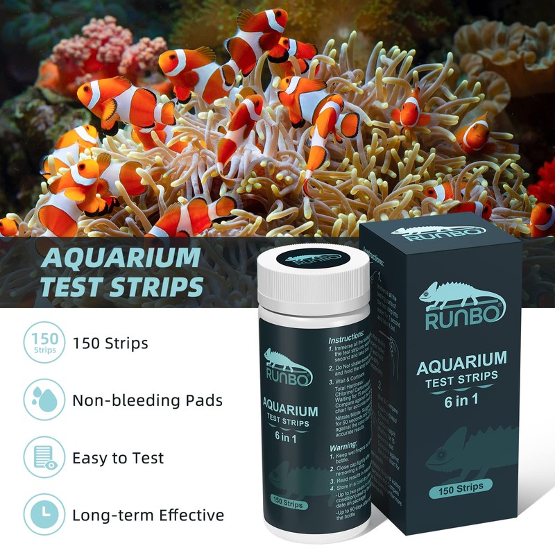RUNBO 6 in 1 Aquarium Test Strips 150 Pieces Aquarium