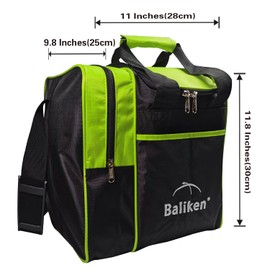 BALIKEN Bowling Ball Bag for Single Ball with Padded Ball Holder, Bowling Bag Fits 1 Bowling Ball, & 1 Pair of Men Shoe at Size ''13 (Light Green)