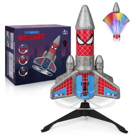 Fullware Rocket Launcher for Kids – 2nd Gen Upgraded Design, Electric Auto Launch, 200ft Flight with Safe Parachute, Outdoor Rocket Toy for Boys & Girls, Birthday Gift for Ages 6-13, Spider Pattern