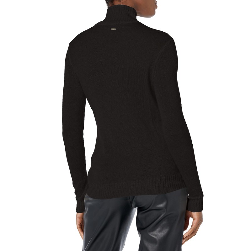 Armani Exchange Women's Wool Mohair Blend Knit Fitted Turtleneck,Black, XL