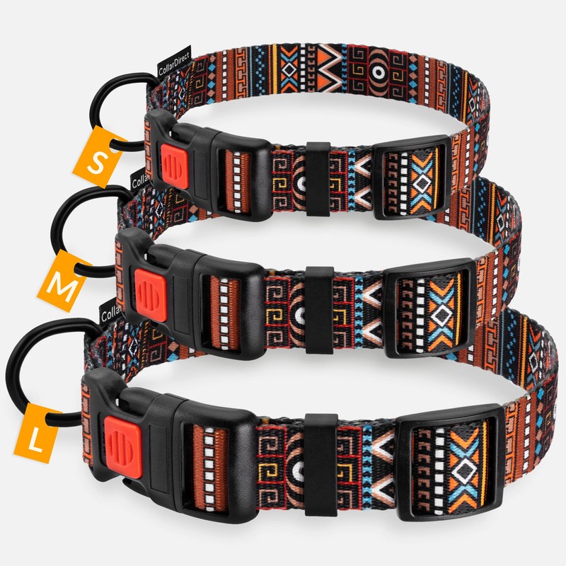 CollarDirect Tribal Dog Collar Aztec Pattern (Neck Fit 12"-16", Pattern