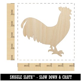 Rooster Chicken Standing Solid Unfinished Wood Shape Piece Cutout for DIY Craft Projects - 1/8 Inch Thick - 4.70 Inch Size