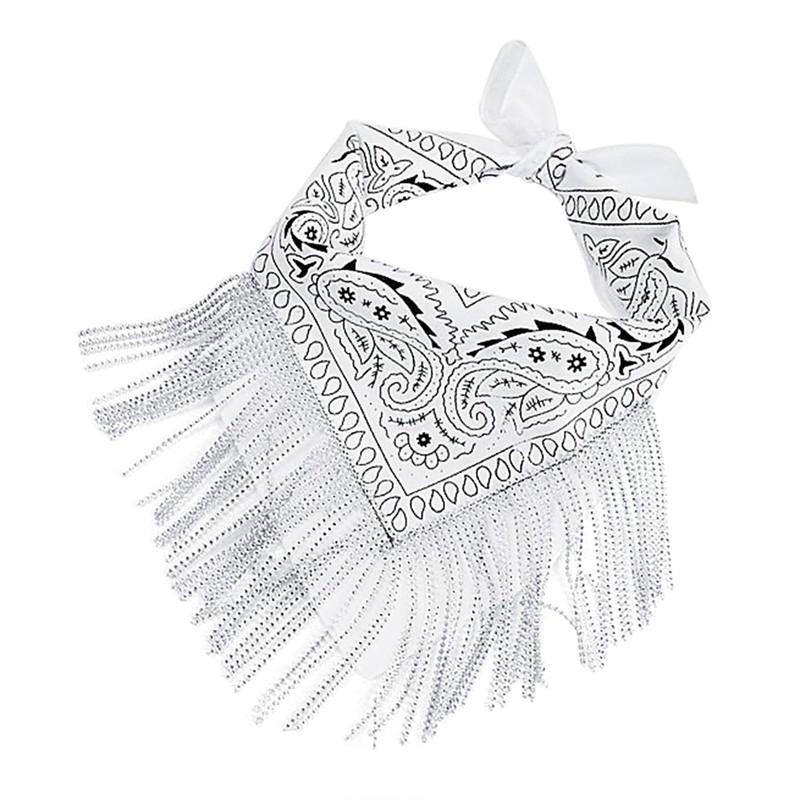 Women Finged Bandana Western Cowgirl Scarf Rhinestone Tassel Neckerchief Bachelorette
