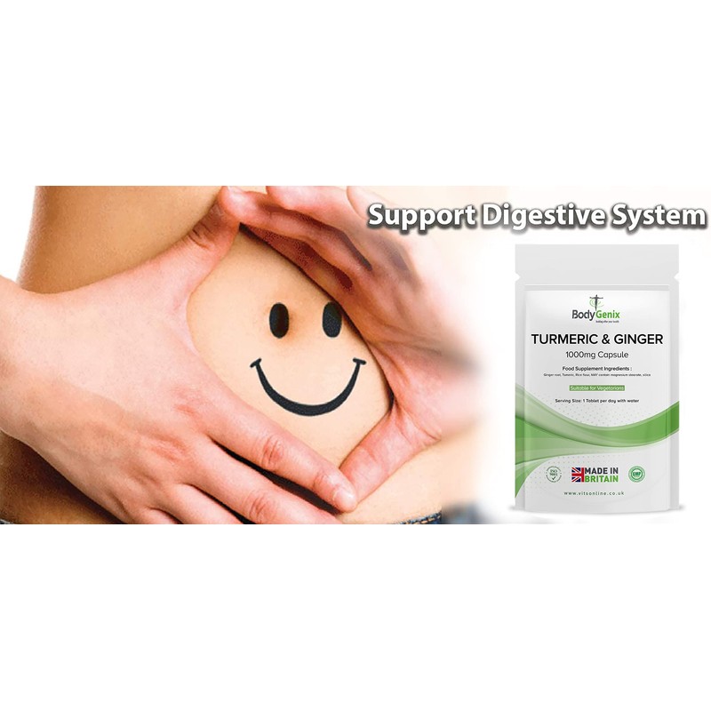 Bodygenix Ginger & Turmeric 1000mg Tablets - Antioxidant Anti-Inflammatory Healthy