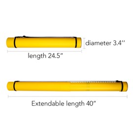 TRANSON Durable Poster Storage Tube with Straps 24"-40" Extendable for Blueprints, Artwork, Maps, Posters Color Yellow