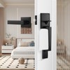 Leydebong Black Front Door Handle Set with Reversible Lever -