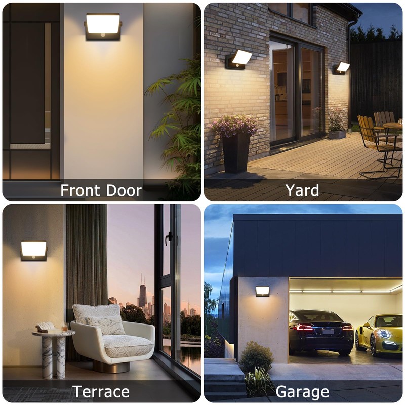 Angestlite Motion Sensor Outdoor Wall Light 18W IP65 350°Rotatable 3000K