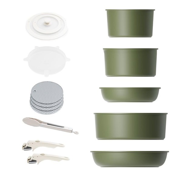 Caannasweis Pots and Pans Set Nonstick, Detachable Handle Cookware Sets,