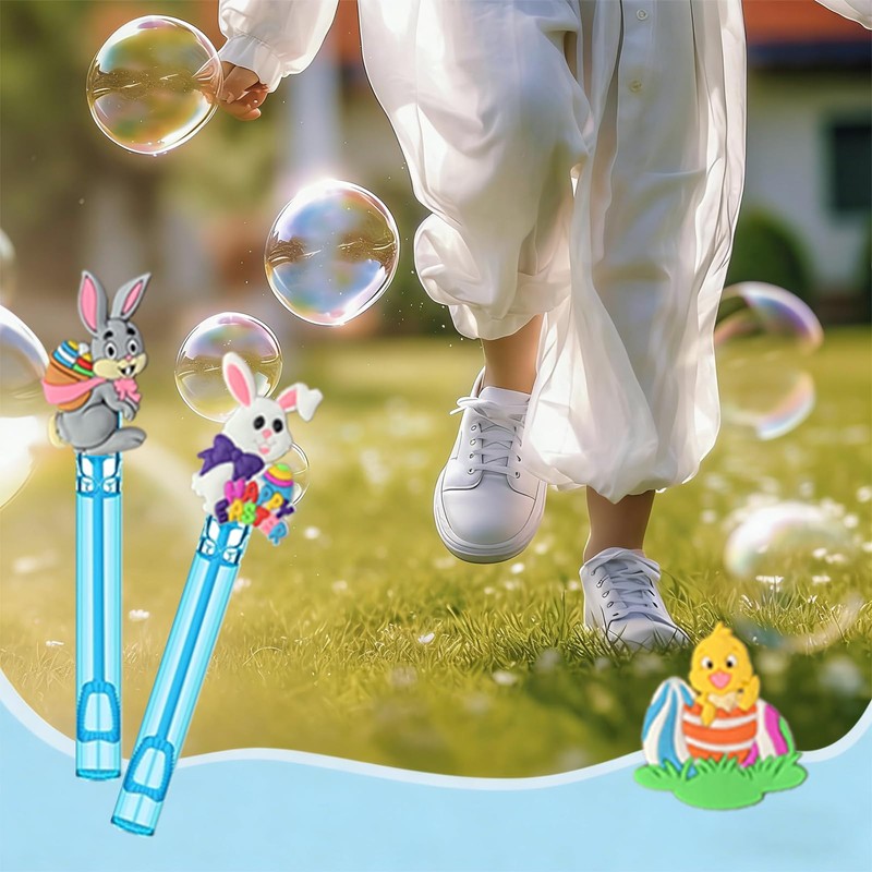 24 Pcs Easter Bunny Bubble Wands, Party Favors and Basket