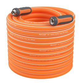 Fevone 105 ft Garden Hose, 2-Year Warranty Offered by Manufacturer, Heavy Duty Water Hose, Hybrid Polymer, Kink Resistance, 3/4" GHT Aluminum Fittings, 5/8" ID, 600 PSI, Drinking Water Safe (GH9)