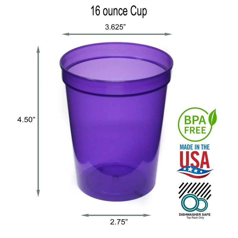Rolling Sands 16 oz. Reusable Plastic Stadium Cups, 8 Pack,