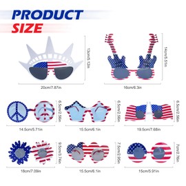 16 Pack American Flag Glasses, Fourth 4th of July Party Decorations, Bulk USA Flag Eyewears, Red White and Blue Photo Booth Props Patriotic Glasses, USA Veterans Day Memorial Day Party decoration