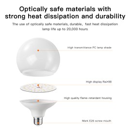 Full Spectrum Sun Light Bulb - G30 12W, Boosts Energy, Mood & Performance, Near-Perfect Color Rendering, Imitate Sunlight Indoors for a Happy Life, American Pry LED Beads,CRI of 98+, (6000K)