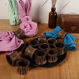 Handgefertigtes Serviettenring-Set aus Holz – Serviettenhalter für die Dekoration des Esstisches (Kurvig, 12)