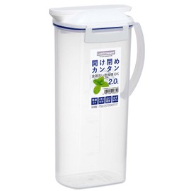 Iwasaki Industries K-1266 WH Fellows One-Push Pitcher, Cold Water Bottle, Heat Resistant, Dishwasher Safe, 2.0 L; White, Width 6.6 x Depth 4.1 x Height 10.9 inches (16.9 x 10.6 x 27.7 cm), Made in Japan