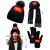 Cutecrop 3 Pcs USB Heated Hat Scarf Gloves Set for