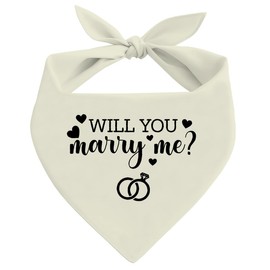 Will You Marry Me? Dog Bandana, Off-White Pet Dog Scarf Accessories, Dogs Engagement Bandana, Pets Triangle Muffler, Pet's Bandanas for Small Medium Dogs