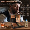 Usewire Cigar Humidor, Leather Cigar Case with Cigar Lighter, Built-in