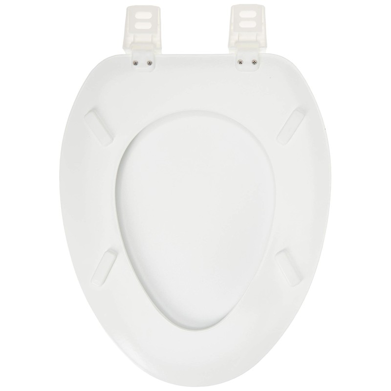 EZ-FLO White Wood Toilet Seat with Lid, Elongated, 65907