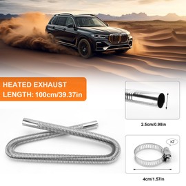 Exhaust Pipe Auxiliary Heater, 100 cm Exhaust Hose Auxiliary Heater, Exhaust Hose for Power Generators with Two Stainless Steel Clips