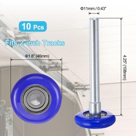 uxcell 10pcs 1.8" Nylon Garage Door Rollers for 2" Garage Track, 4.25" Stem Quiet Garage Door Wheels, 6200zz Precision Bearing 8 Balls, Blue