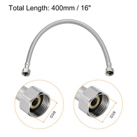 sourcing map 16 Inch Long Faucet Supply Line Connector, G3/8 Female Compression Thread x G3/8 Female Compression Thread 304 Stainless Steel Water Supply Hose