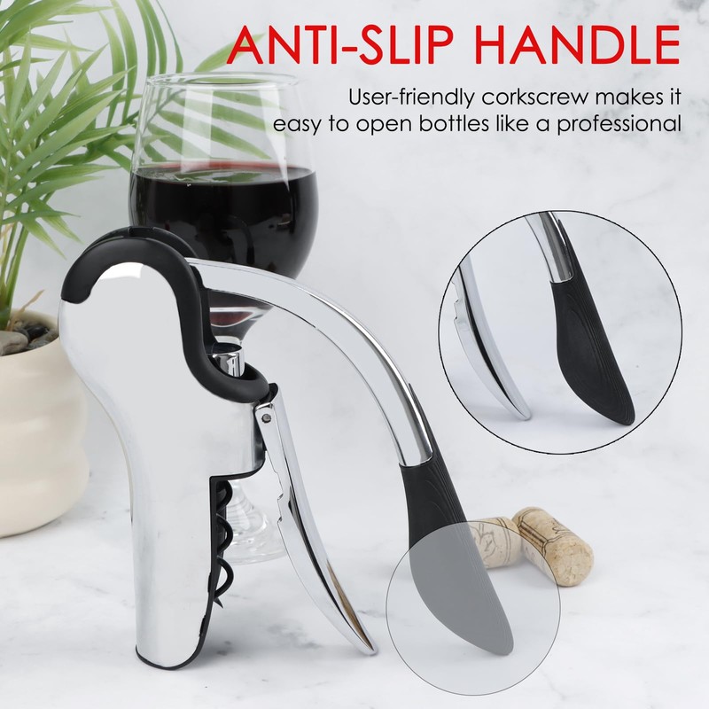 KAYCROWN Stainless Steel Wine Bottle Opener, Vertical Lever Corkscrew with