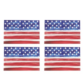 Set of 4 Independant Day Blue Red Place Mats The Festive Atmosphere Decorated with Flax Place Mats Washable Place Mats (Blue, One Size)